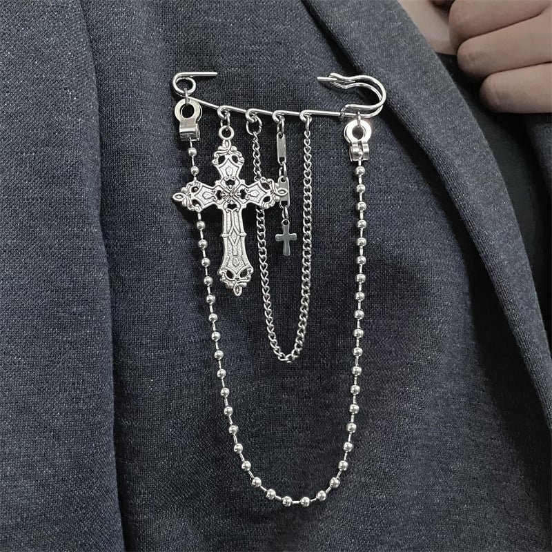 Καρφίτσα με αλυσίδα, Harajuku στυλ χιπ-χοπ (Υλικό: κράμα; Διακόσμηση: δύο στρώσεις, χιπ-χοπ; Επεξεργασία: ηλεκτροπλατίωση; Λειτουργίες: διακόσμηση, ρύθμιση μέσης, δώρο)