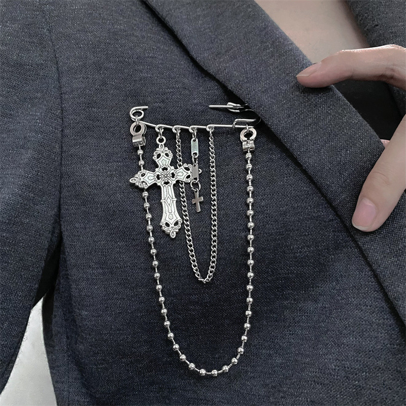 Καρφίτσα με αλυσίδα, Harajuku στυλ χιπ-χοπ (Υλικό: κράμα; Διακόσμηση: δύο στρώσεις, χιπ-χοπ; Επεξεργασία: ηλεκτροπλατίωση; Λειτουργίες: διακόσμηση, ρύθμιση μέσης, δώρο)