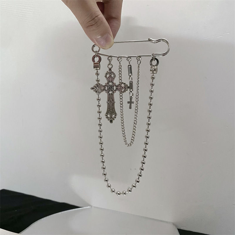 Καρφίτσα με αλυσίδα, Harajuku στυλ χιπ-χοπ (Υλικό: κράμα; Διακόσμηση: δύο στρώσεις, χιπ-χοπ; Επεξεργασία: ηλεκτροπλατίωση; Λειτουργίες: διακόσμηση, ρύθμιση μέσης, δώρο)