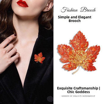 Καρφίτσα σε σχήμα φύλλου, Κορεάτικου στυλ, Διακοσμημένη με διαμάντια (Υλικό: κράμα; Διαδικασία: ηλεκτροπλατίωση; Στυλ: Κορεάτικο στυλ; Χαρακτηριστικό: Διακοσμημένη με διαμάντια)