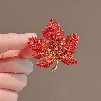 Καρφίτσα σε σχήμα φύλλου, Κορεάτικου στυλ, Διακοσμημένη με διαμάντια (Υλικό: κράμα; Διαδικασία: ηλεκτροπλατίωση; Στυλ: Κορεάτικο στυλ; Χαρακτηριστικό: Διακοσμημένη με διαμάντια)