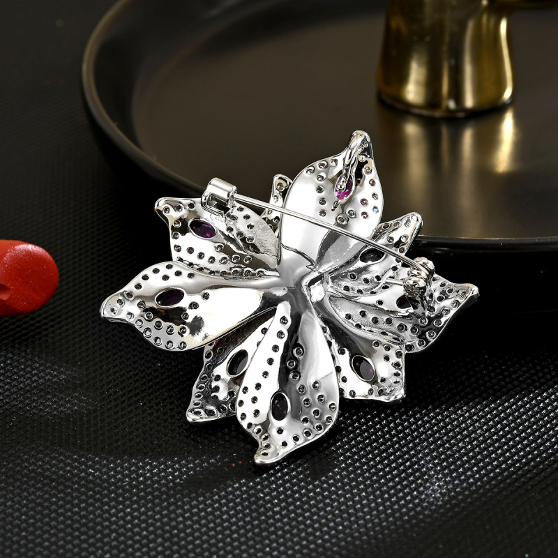 Καρφίτσα - Λουλουδάτο σχήμα, Περιβαλλοντικά φιλικός χαλκός, Διαμαντοκοπής, Γυναικείο μόδας αξεσουάρ