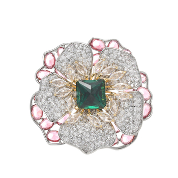 Καρφίτσα από οικολογικό χαλκό σε σχήμα λουλουδιού με διαμαντοκοπτη επεξεργασία, κομψός γυναικείος αξεσουάρ για δώρο και ανάμνηση, χειμερινή συλλογή 2025