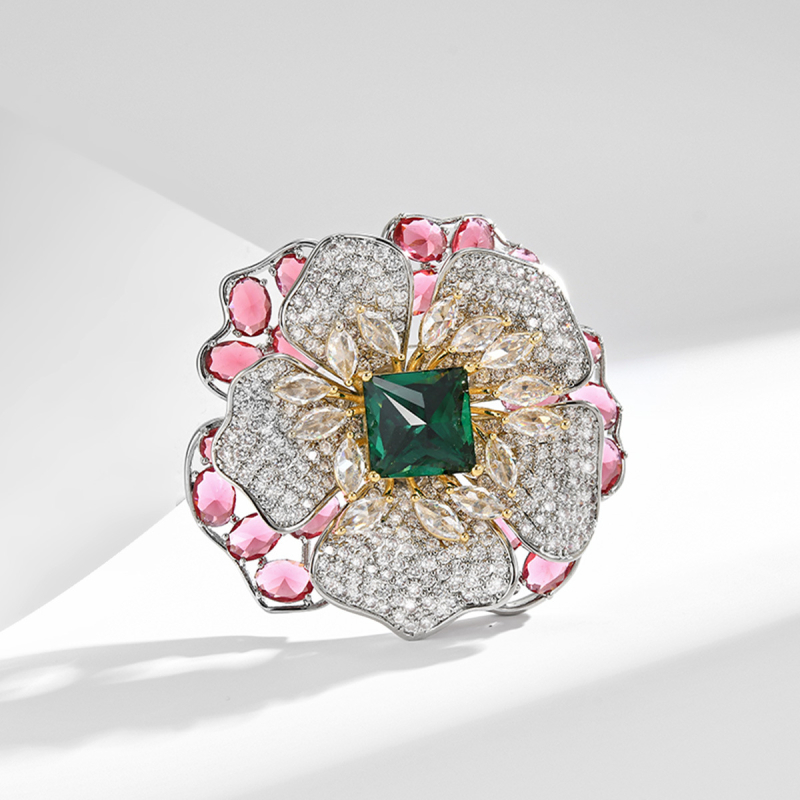 Καρφίτσα από οικολογικό χαλκό σε σχήμα λουλουδιού με διαμαντοκοπτη επεξεργασία, κομψός γυναικείος αξεσουάρ για δώρο και ανάμνηση, χειμερινή συλλογή 2025