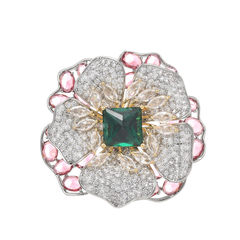 Καρφίτσα από οικολογικό χαλκό σε σχήμα λουλουδιού με διαμαντοκοπτη επεξεργασία, κομψός γυναικείος αξεσουάρ για δώρο και ανάμνηση, χειμερινή συλλογή 2025