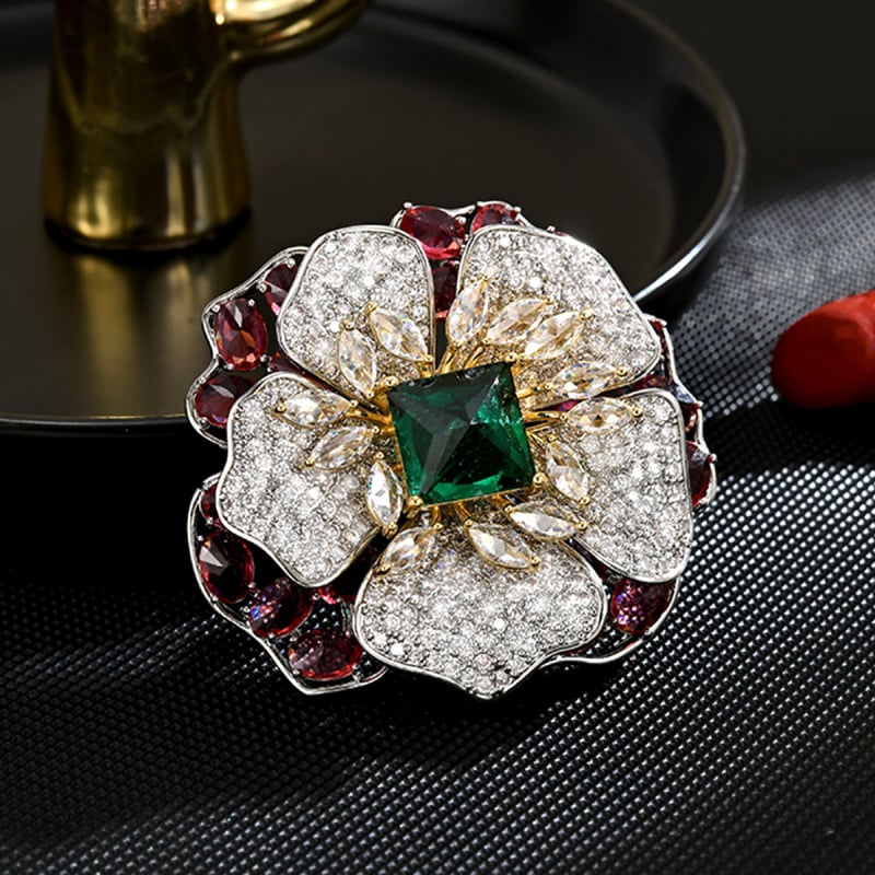 Καρφίτσα από οικολογικό χαλκό σε σχήμα λουλουδιού με διαμαντοκοπτη επεξεργασία, κομψός γυναικείος αξεσουάρ για δώρο και ανάμνηση, χειμερινή συλλογή 2025