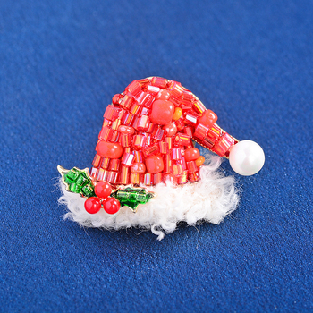 Καρφίτσα με καπέλο Άγιου Βασίλη και χάντρες, για γυναίκες, κράμα, διακοσμητικό καρφί, φθινοπωρινή έκδοση 2024