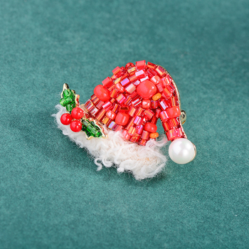 Καρφίτσα με καπέλο Άγιου Βασίλη και χάντρες, για γυναίκες, κράμα, διακοσμητικό καρφί, φθινοπωρινή έκδοση 2024