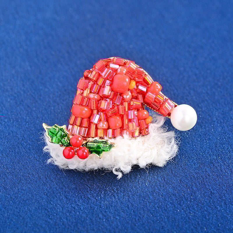 Καρφίτσα με καπέλο Άγιου Βασίλη και χάντρες, για γυναίκες, κράμα, διακοσμητικό καρφί, φθινοπωρινή έκδοση 2024