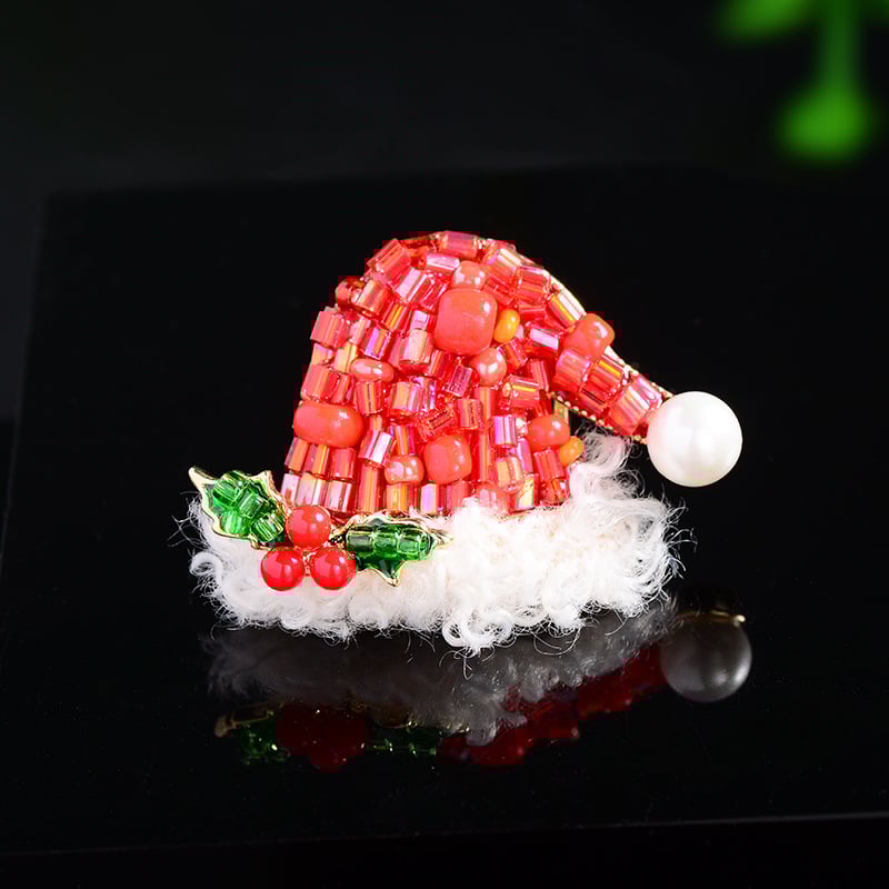 Καρφίτσα με καπέλο Άγιου Βασίλη και χάντρες, για γυναίκες, κράμα, διακοσμητικό καρφί, φθινοπωρινή έκδοση 2024