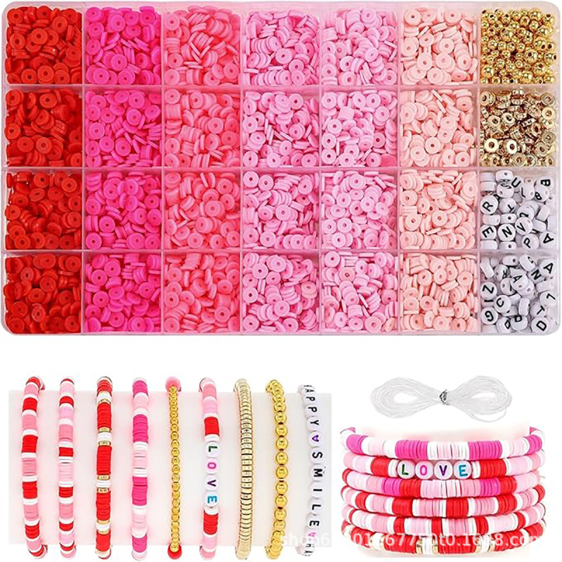 Set DIY pentru bijuterii — lut moale, 24-grid, împletire manuală, mărgele rotunde, primăvara 2025