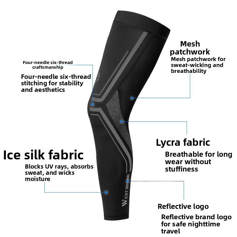 WEST BIKING Vasaras ledus zīda kāju aizsargi velobraukšanai, ātri žūst (Materiāls: Ice Silk Lycra; Zīmols: WEST BIKING; Bērniem: Jā; Produktu kategorija: Kāju aizsargs / aukla ar siksnu)