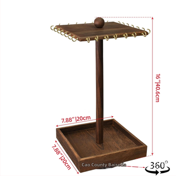 Koka rotējošs juvelieru displejs – galda stila 2 līmeņu plaukts, piemērots kaklarotām un auskarām, daudzfunkcionāla uzglabāšana