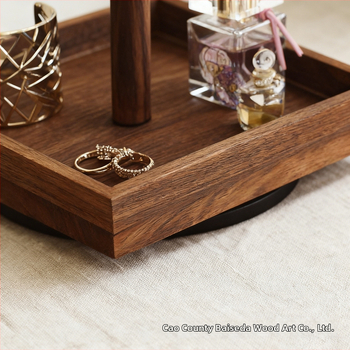 Koka rotējošs juvelieru displejs – galda stila 2 līmeņu plaukts, piemērots kaklarotām un auskarām, daudzfunkcionāla uzglabāšana