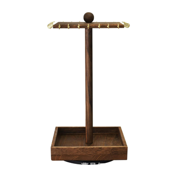 Koka rotējošs juvelieru displejs – galda stila 2 līmeņu plaukts, piemērots kaklarotām un auskarām, daudzfunkcionāla uzglabāšana