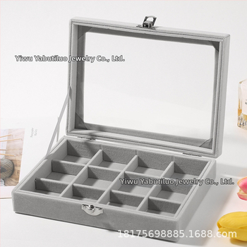 Koka juvelierizstrādājumu kastīte ar putekļu aizsardzību un oksidācijas aizsardzību, galda uzstādīšana, vienkāršs un mūsdienīgs stils, ar vienu slāni