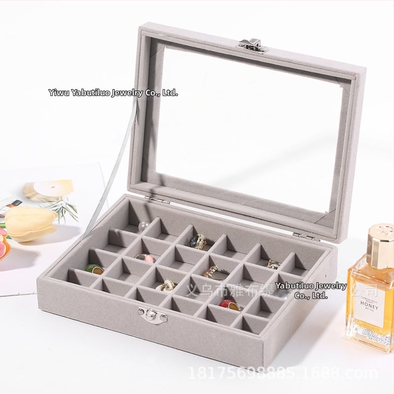 Koka juvelierizstrādājumu kastīte ar putekļu aizsardzību un oksidācijas aizsardzību, galda uzstādīšana, vienkāršs un mūsdienīgs stils, ar vienu slāni