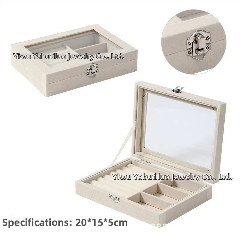 Koka juvelierizstrādājumu kastīte ar putekļu aizsardzību un oksidācijas aizsardzību, galda uzstādīšana, vienkāršs un mūsdienīgs stils, ar vienu slāni