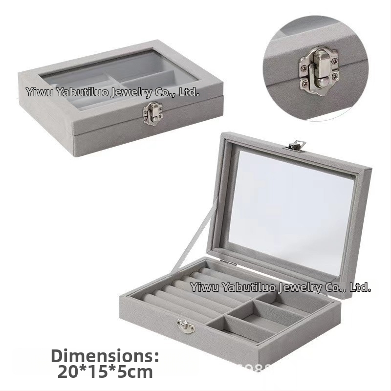 Koka juvelierizstrādājumu kastīte ar putekļu aizsardzību un oksidācijas aizsardzību, galda uzstādīšana, vienkāršs un mūsdienīgs stils, ar vienu slāni