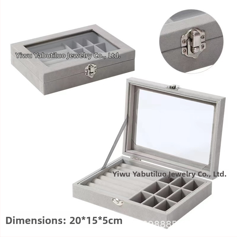 Koka juvelierizstrādājumu kastīte ar putekļu aizsardzību un oksidācijas aizsardzību, galda uzstādīšana, vienkāršs un mūsdienīgs stils, ar vienu slāni