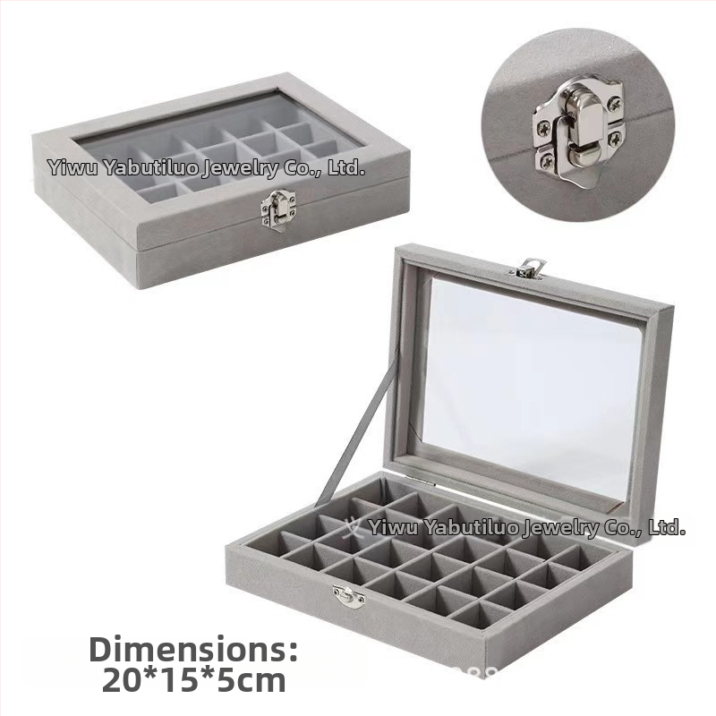 Koka juvelierizstrādājumu kastīte ar putekļu aizsardzību un oksidācijas aizsardzību, galda uzstādīšana, vienkāršs un mūsdienīgs stils, ar vienu slāni