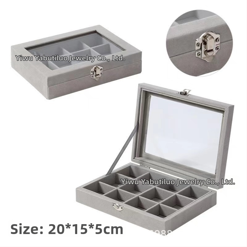 Koka juvelierizstrādājumu kastīte ar putekļu aizsardzību un oksidācijas aizsardzību, galda uzstādīšana, vienkāršs un mūsdienīgs stils, ar vienu slāni