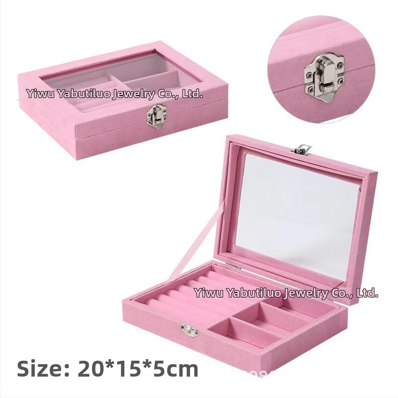 Koka juvelierizstrādājumu kastīte ar putekļu aizsardzību un oksidācijas aizsardzību, galda uzstādīšana, vienkāršs un mūsdienīgs stils, ar vienu slāni