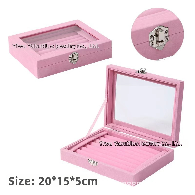 Koka juvelierizstrādājumu kastīte ar putekļu aizsardzību un oksidācijas aizsardzību, galda uzstādīšana, vienkāršs un mūsdienīgs stils, ar vienu slāni