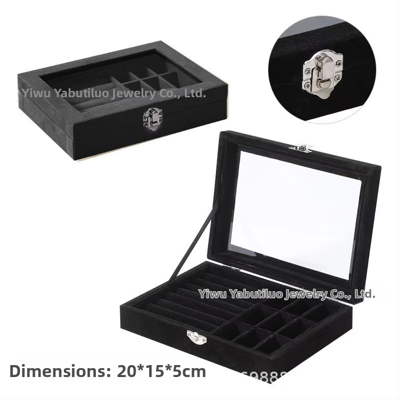 Koka juvelierizstrādājumu kastīte ar putekļu aizsardzību un oksidācijas aizsardzību, galda uzstādīšana, vienkāršs un mūsdienīgs stils, ar vienu slāni
