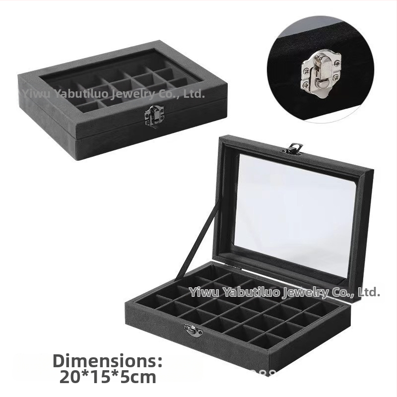 Koka juvelierizstrādājumu kastīte ar putekļu aizsardzību un oksidācijas aizsardzību, galda uzstādīšana, vienkāršs un mūsdienīgs stils, ar vienu slāni