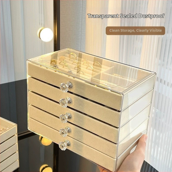 5 kārtu rotaslietu uzglabāšanas kārba, uz galda, putekļu un mitruma izturība, korejiešu dizains, materiāls 27161