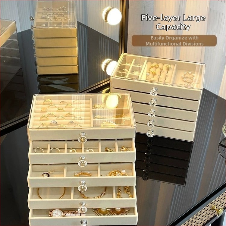 5 kārtu rotaslietu uzglabāšanas kārba, uz galda, putekļu un mitruma izturība, korejiešu dizains, materiāls 27161