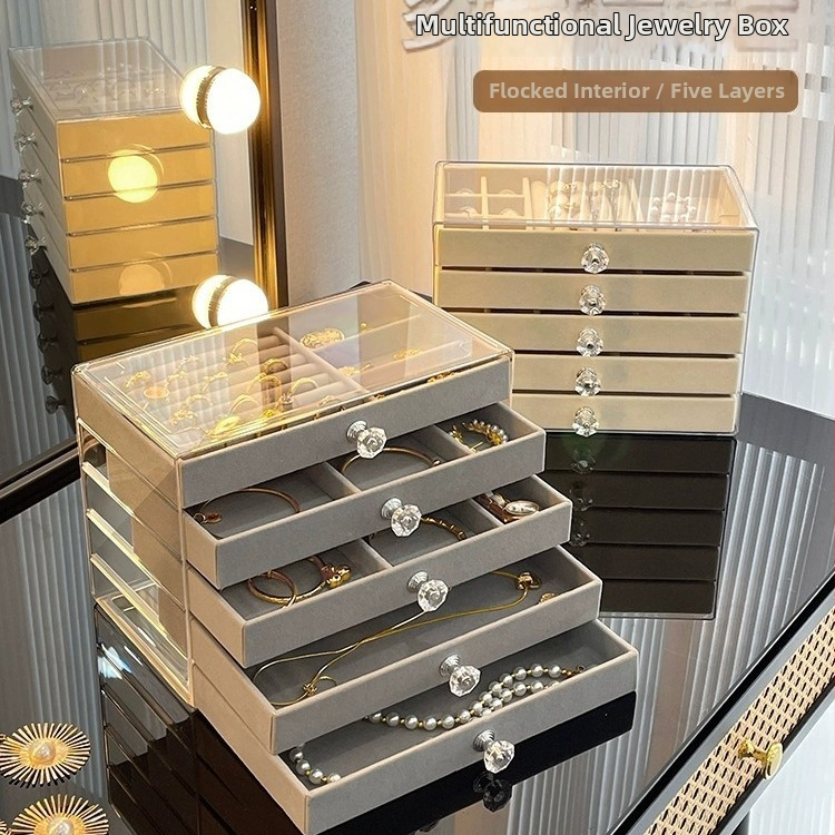 5 kārtu rotaslietu uzglabāšanas kārba, uz galda, putekļu un mitruma izturība, korejiešu dizains, materiāls 27161