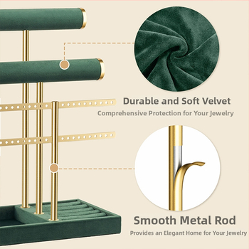 Metāla rotaslietu statīvs, 3 līmeņu galda organizētājs auskarām, gredieniem, kaklarotām un pulksteņiem