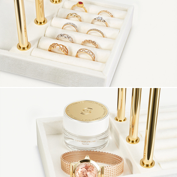 Metāla rotaslietu statīvs, 3 līmeņu galda organizētājs auskarām, gredieniem, kaklarotām un pulksteņiem