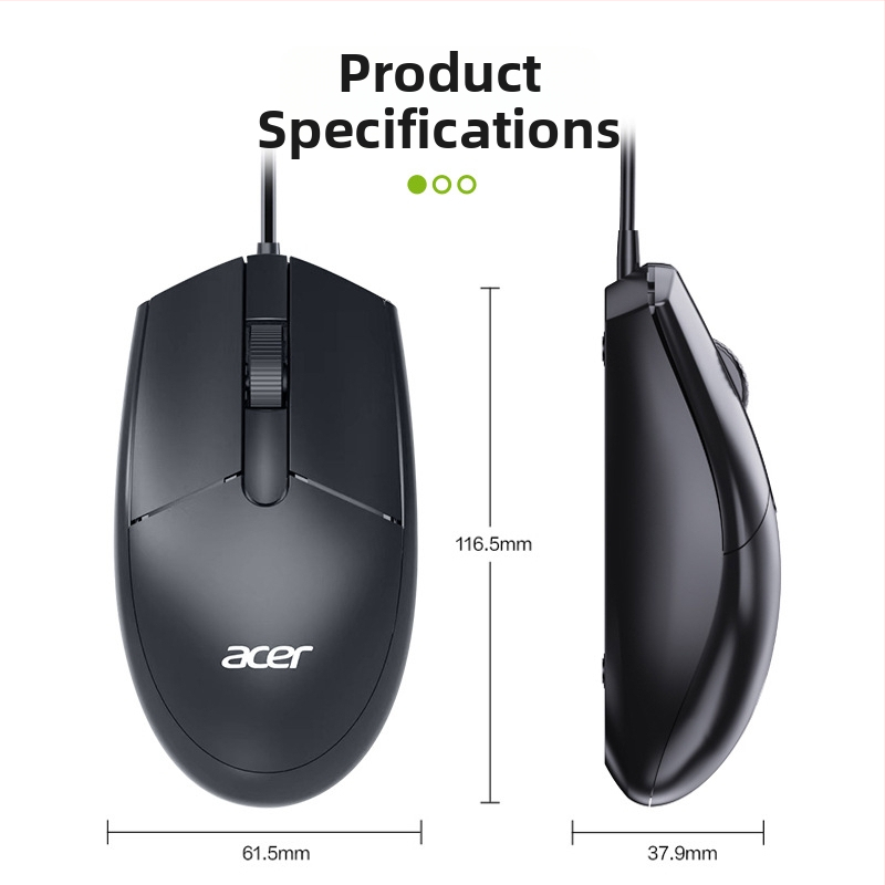 OMW910 Káblová USB myš, 2000dpi, 3 tlačidlá, ergonomická optoelektronická myš pre stolný počítač
