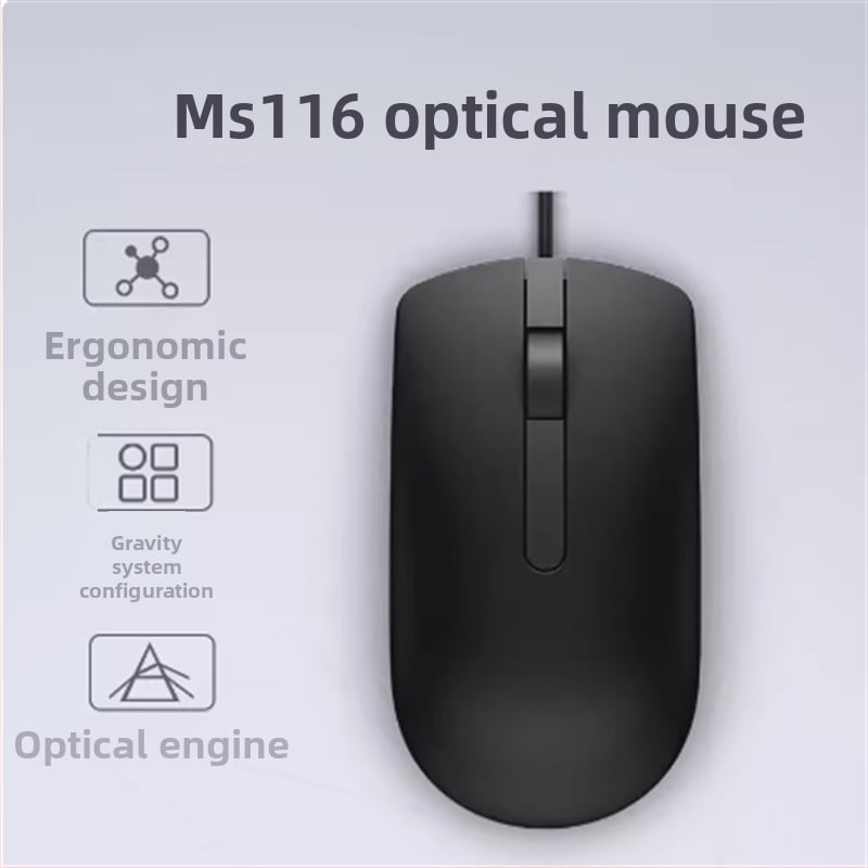 MS116 USB káblová myš, 1600 DPI, 3 tlačidlá, 1,8 m kábel