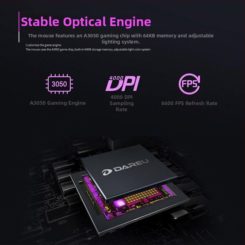 Daryo L.M125 vadu spēļu pele - 7 pogas, 4000 DPI optiskais sensors, ergonomisks dizains, USB