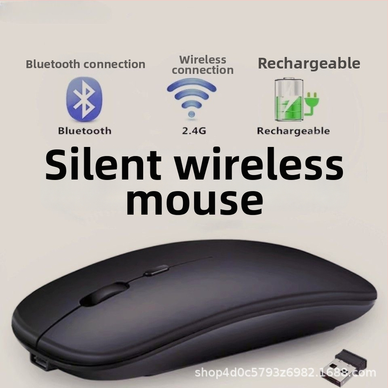 Boboro bezdrôtová optická myš s Bluetooth, 1000dpi, 2 tlačidlá, ergonický dizajn, 2,4 GHz bezdrôté pripojenie, kompatibilná s notebookom