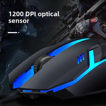 USB vedená optická myš, senzor 1200 DPI, 3 tlačidlá, kábel 1,2 m, pre stolné počítače