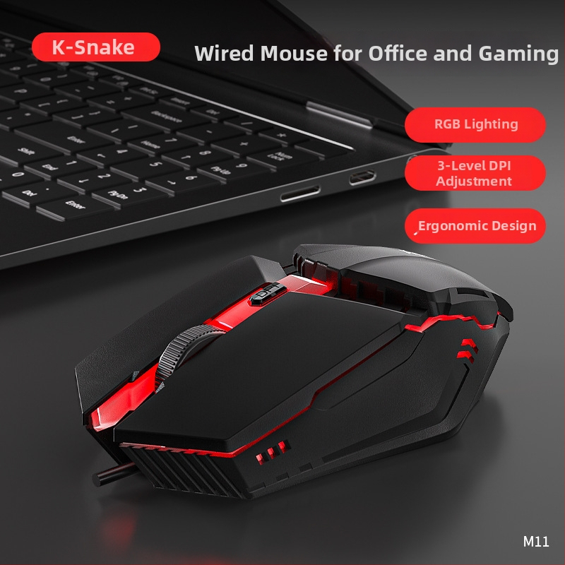 Viper M11 optická USB drôtová myš pre hranie, 3 tlačidlá, 3 úrovne rozlíšenia