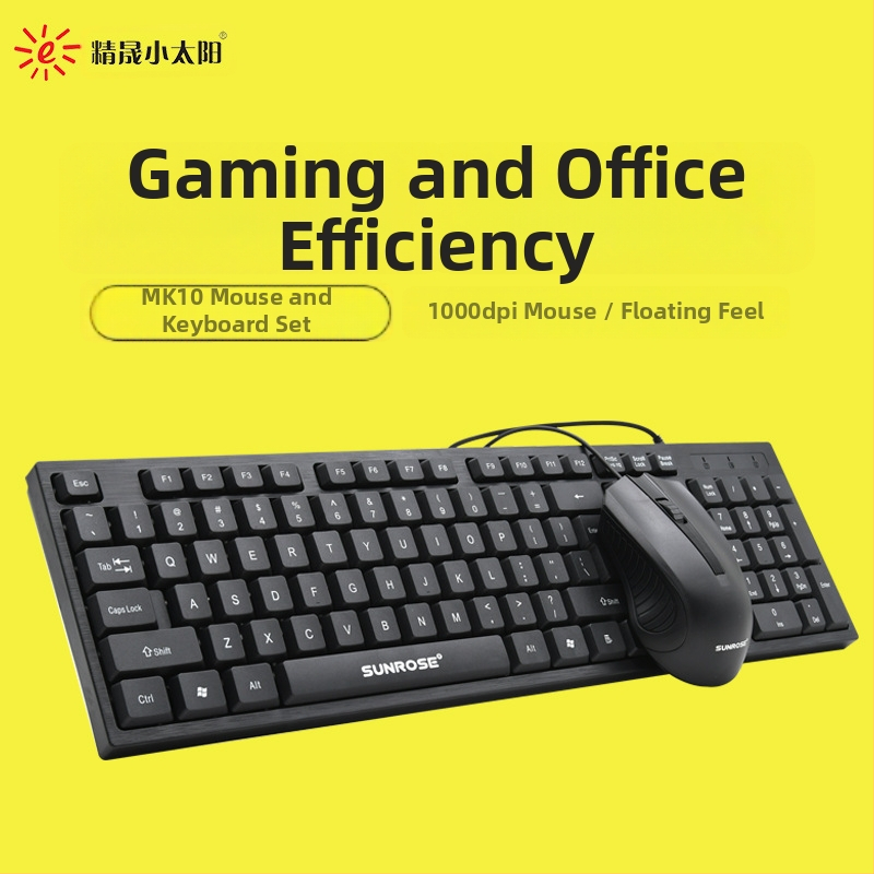 MK10 Drôtová USB súprava myš a klávesnice, tichý dizajn, optická myš, DPI na päť úrovní, štvorcestné koliesko, ergonomický dizajn