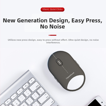 Cap5 Capacmouse Prenosná mini tichá trojmódová bezdrôtová myš pre telefón, notebook a tablet – ergonomická, sivá, 4000 DPI