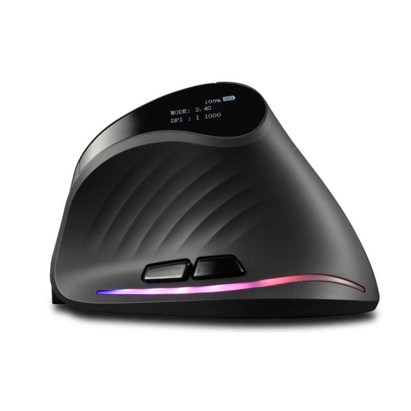 Gaming vertikalni bežični miš, 2.4G/Bluetooth, tih RGB osvjetljenje, 4000 DPI, 7 programabilnih tipki, USB, ergonomski dizajn