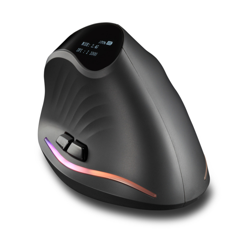 Gaming vertikalni bežični miš, 2.4G/Bluetooth, tih RGB osvjetljenje, 4000 DPI, 7 programabilnih tipki, USB, ergonomski dizajn