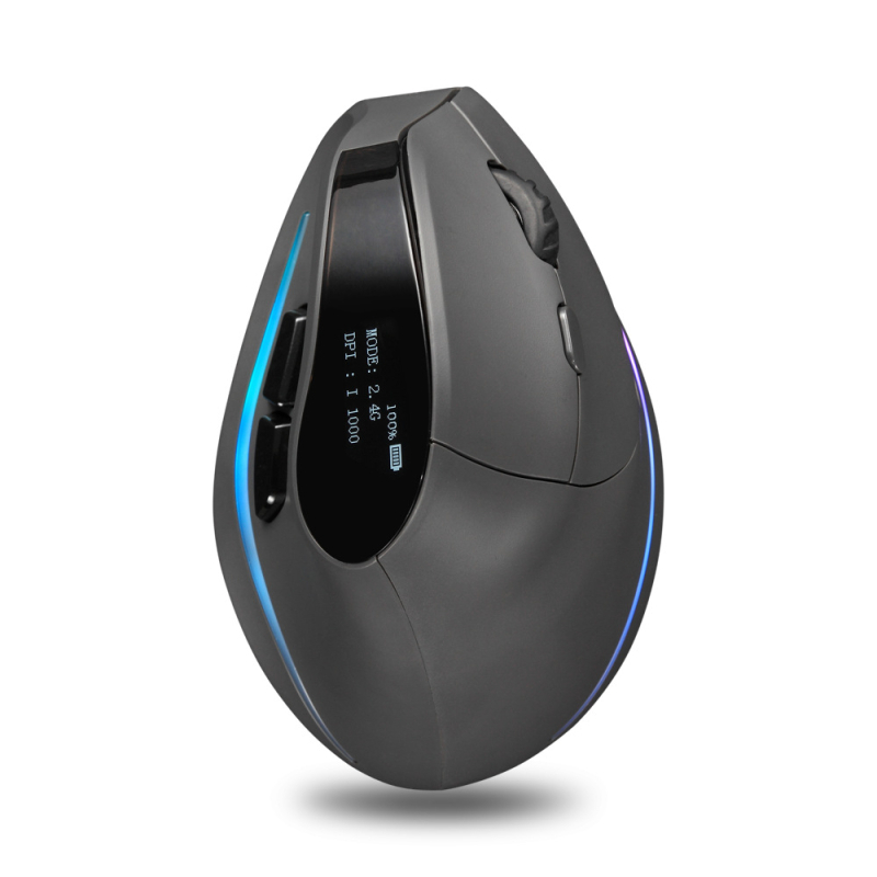 Gaming vertikalni bežični miš, 2.4G/Bluetooth, tih RGB osvjetljenje, 4000 DPI, 7 programabilnih tipki, USB, ergonomski dizajn