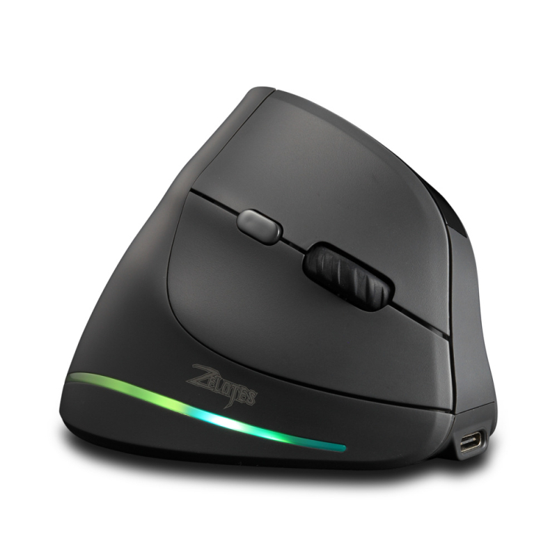 Gaming vertikalni bežični miš, 2.4G/Bluetooth, tih RGB osvjetljenje, 4000 DPI, 7 programabilnih tipki, USB, ergonomski dizajn