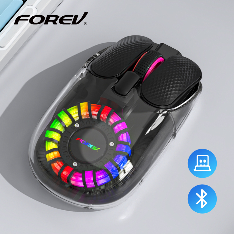Optička miška s dvostrukim režimom Bluetooth i bežičnim 2,4 GHz, RGB osvjetljenje, ergonomski dizajn, 1600 DPI, punjenje USB-C
