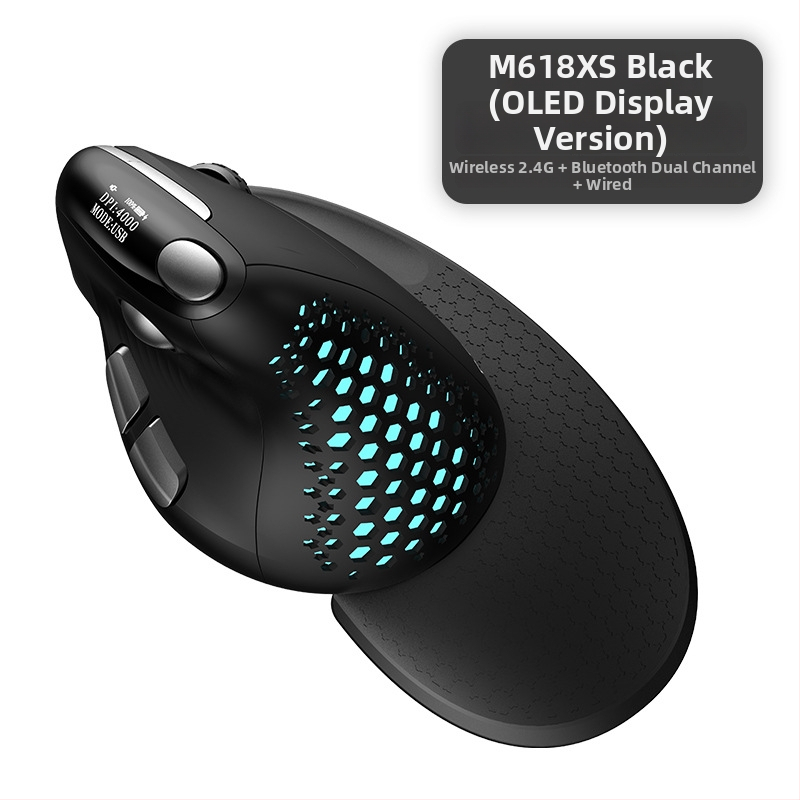 Optická vertikálna myš, ergonomický dizajn, trojrežimové pripojenie (káblové + Bluetooth + 2,4 GHz), 4000 DPI, USB, 6 tlačidiel, model M618XS