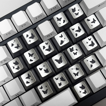 Сърце‑пеперуда: персонализирани клавишни капачета, 21 клавиша за механична клавиатура, модел Butterfly hd20251208, материал PCS, лазерно гравиране с масло